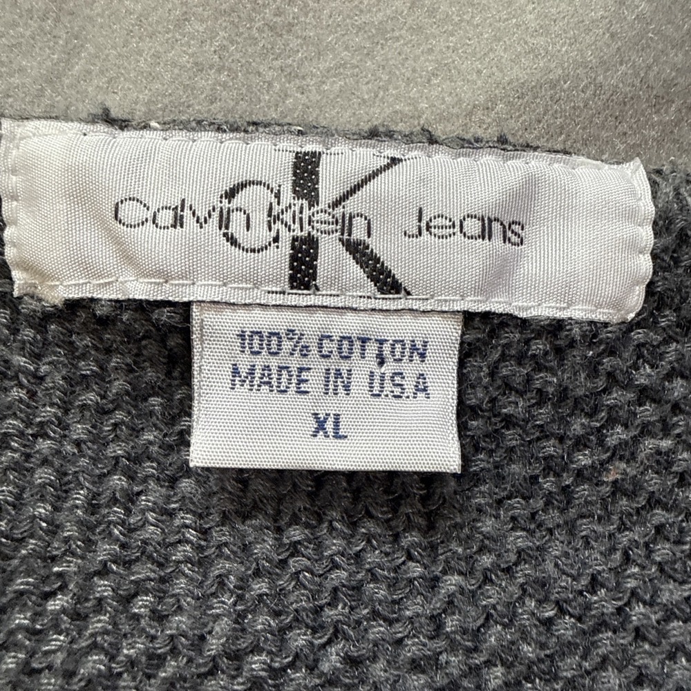 VTG90s Calvin Klein Jeans Mens XL Distressed Crewneck Sweater Men's Size XL READ - Picture 5 of 16